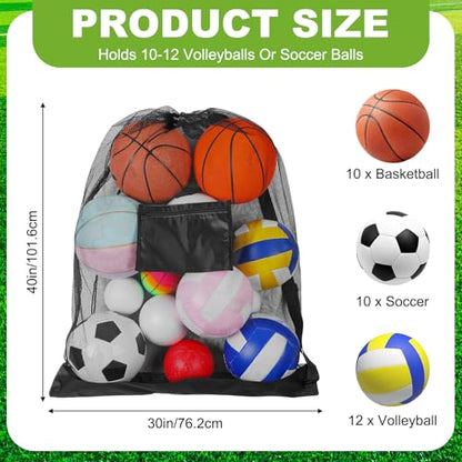 cobee 6 Pack Extra Large Sports Ball Bags, 30" x 40" Mesh Drawstring Backpack with Adjustable Shoulder Strap Training Ball Bag for Basketball Soccer Football Volleyball Gym Equipment Accessories