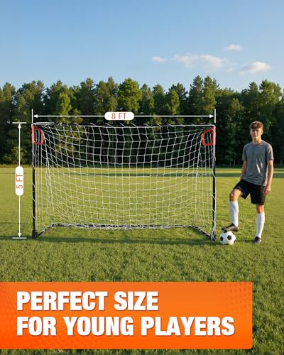 SPOYNAL 8x5 FT Soccer Goal for Backyard | Foldable Soccer Net with Metal Frame | Portable Training Goal for Home Practice, Park & Beach Use