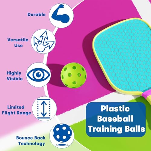 Coopay 20/40 Pack Practice Baseball Softball Plastic Training Balls Lightweight Hollow Limited Flight Softballs for Hitting, Pitching,Batting Training Indoor Outdoor Use - color: Green, style: 40 Pack