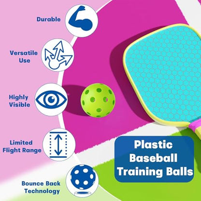 Coopay 20/40 Pack Practice Baseball Softball Plastic Training Balls Lightweight Hollow Limited Flight Softballs for Hitting, Pitching,Batting Training Indoor Outdoor Use - color: Green, style: 40 Pack