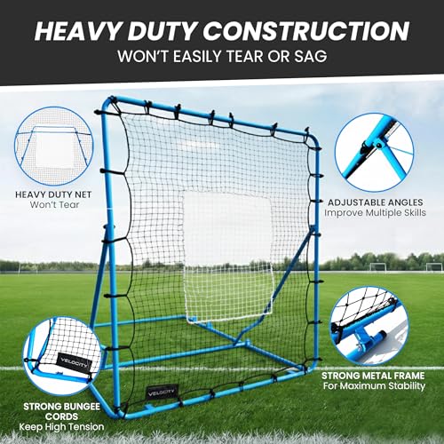 VELOCITY Adjustable Baseball Rebounder Net with 3 Return Angles, 4x4.5 Feet Soft Ball and Baseball Net for Skill Development Multi Sport Pitchback Feilding Trainer for Solo Practice