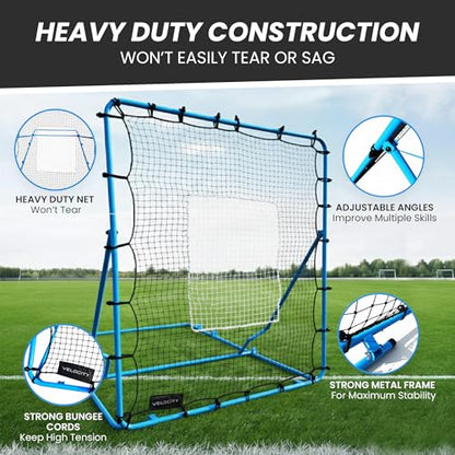 VELOCITY Adjustable Baseball Rebounder Net with 3 Return Angles, 4x4.5 Feet Soft Ball and Baseball Net for Skill Development Multi Sport Pitchback Feilding Trainer for Solo Practice