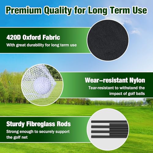 MoKo Golf Net with Practice Mat, Golf Hitting Net for Outdoor Indoor Backyard Driving Chipping Swing Training, All-in-One Multi-Target Training Aid Practice Nets with Tri-Turf Mat