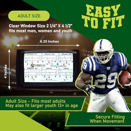 Football Play Wristbands - Adult Quarterback Gear - Wristband Playbook - Softball Wristbands for Signs - Soccer, Baseball & Catchers Wristband - QB Play Card Wrist Band Training Equipment