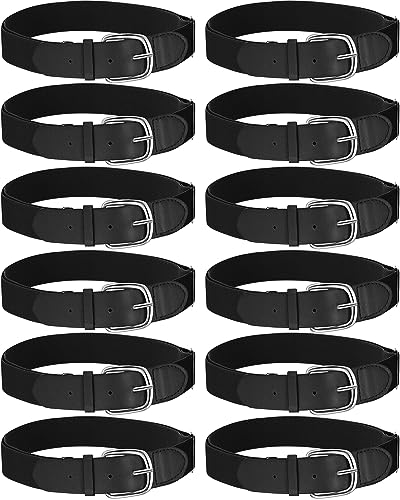 Hercicy 12 Pcs Baseball Belts Softball Belts Bulk for Adult and Youth Adjustable - color: Black, size: Youth Size