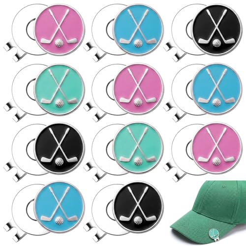 24 Pcs Golf Ball Markers with Magnetic Hat Clips Value Sets Soft Enamel Technique for Men Women Golfer, Removable Attaches Easily to Golf Cap Premium Gifts - color: Pink,Green,Blue,Black, style: Colorful