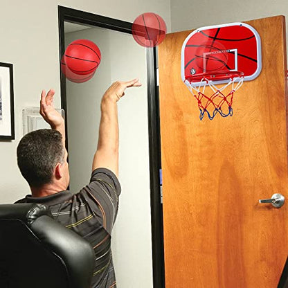 Indoor Basketball Hoop Set for Kids Adults, Mini Over The Door Hoop Set with 4 Balls for Dormitory Home Office, Upgarde Wall Mount Basketball Goal Sport Game for Boys Teen - style: SET2