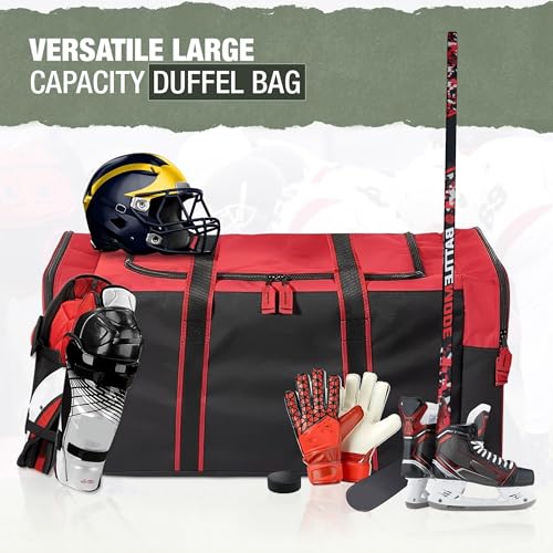 Jetstream Heavy Duty Multi Pocket Durable Sports Gym Equipment Travel Duffel Bag - color: L 32" Red, size: 32IN