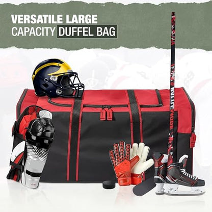 Jetstream Heavy Duty Multi Pocket Durable Sports Gym Equipment Travel Duffel Bag - color: L 32" Red, size: 32IN