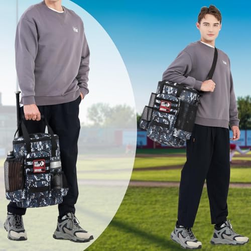 Baseball Bucket Bag 6 Gallon Bucket Cover Organizer w/Padded Seat tactical Softball Coaches Bag for Balls, Bat, Gloves, Scoreboards