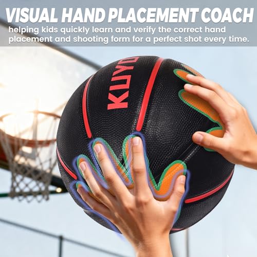KUYOTQ Size 5/6 Basketball 27.5"/28.5" for Kids Youth Womens with Visual Hand Print Guide, for Shooting Practice, Correct Shooting Form and Improve Accuracy, Essential Basketball Training - size: Size 5 Kids & Youth - 27.5" Ages 4-10
