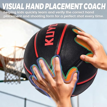 KUYOTQ Size 5/6 Basketball 27.5"/28.5" for Kids Youth Womens with Visual Hand Print Guide, for Shooting Practice, Correct Shooting Form and Improve Accuracy, Essential Basketball Training - size: Size 5 Kids & Youth - 27.5" Ages 4-10
