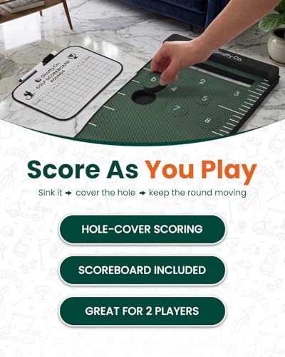 Golf Putting Mat Set for Indoor Practice, Putting Green Indoor with 2 Putters, 4 Balls, Flags, Scoreboard, Slope Wedges & Carry Bag, Golf Training Aid for Home | Office | Backyard