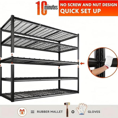 Garage Shelving, Heavy Duty Storage Shelves Metal Shelf Unit Adjustable Industrial Storage Racks for Shop,Warehouse,Basement (5T 84 * 55 * 24, 5) - size: 5T 84*55*24