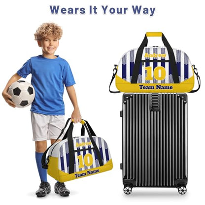 Basketball Soccer Gifts for Boys Girls - Custom Sports Duffle Bag, Personalized Name & Team Bag, Water-Resistant Gym Bag for Basketball, Soccer, Volleyball | Y-Navy Dark Yellow - color: Y-Navy Dark Yellow