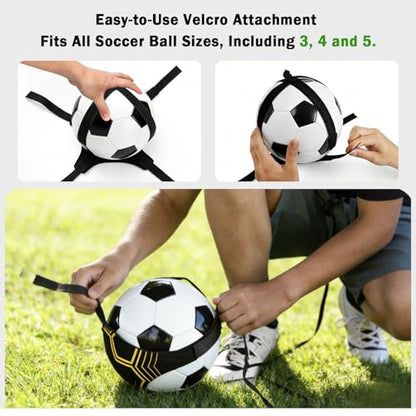 Soccer Kick Trainer with Adjustable Waist Belt, Solo Soccer Training Equipment for Kids and Adults, Kick Back Practice for Dribbling Passing Shooting, Fits Ball Sizes 3 4 5