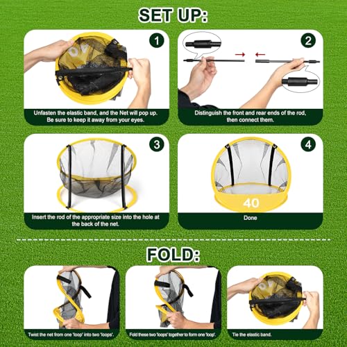 Golf Chipping Net Pop-Up Practice Nets with 3 Targets for Indoor Outdoor Backyard Golf Training Game