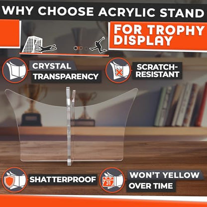 Basketball Stand Display – Showcase Balls in a Clean, Premium Look with Clear Acrylic Holder, Smooth Edges, Quick Snap Assembly & Stable Support – Football Stand Display for Soccer, Volleyball, Rugby