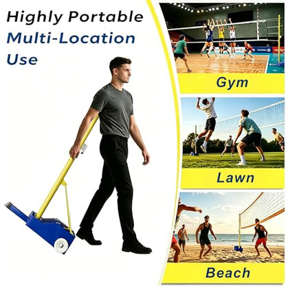 Portable Volleyball Poles,with Volleyball Net/Badminton Net,Outdoor & Indoor Heavy Duty Volleyball Poles Sets,Adjustable Height 5.09ft-6.8ft with Wheels,for Adults Kids Backyard