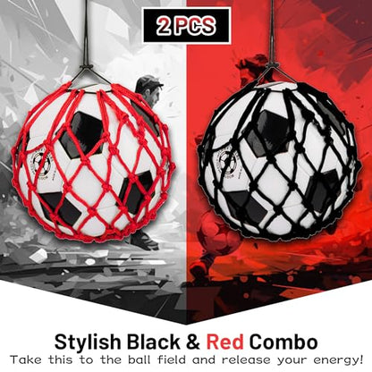 2PCS Soccer Ball Net Soccer Training Equipment, Football Kick Throw Solo Practice Training Aid, Upgrade Soccer Nets for Kids Youth Adults for Ball Size 3, 4, 5