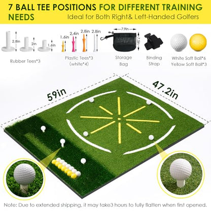 Golf Simulator Cage, 10x8ft Golf Practice Hitting Net with Triple-Layer HD Screen, 5x4ft Golf Mat with Dual Turf for Indoor &Outdoor, Gifts for Men Dad & Golfers - size: 5x4ft (Elite Mat)