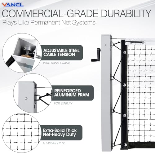 Pro Pickleball Net Portable with Wheels – 22ft Heavy Duty Pickleball Net System with Sturdy Aluminum Frame for Outdoor & Indoor – Nylon Net & Carrying Bag for Pickleball, Tennis, Badminton - style: In-Ground