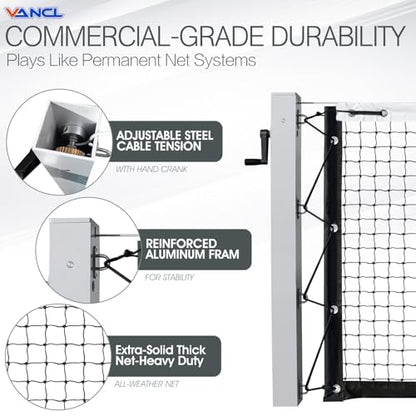 Pro Pickleball Net Portable with Wheels – 22ft Heavy Duty Pickleball Net System with Sturdy Aluminum Frame for Outdoor & Indoor – Nylon Net & Carrying Bag for Pickleball, Tennis, Badminton - style: In-Ground