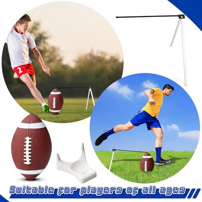 Liliful Football Kicking Tee Portable Field Goal Kicking Holder Stand with Size 9 Football and 2 White Kickoff Stand Pump Carrying Bag for Training Practice Set Field Goal