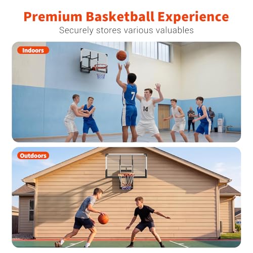 Garvee Basketball Hoop Outdoor Portable 44/48 Inch Backboard, 4.92-10ft Quickly Adjustable Basketball Goal System with Wheels for Court/Backyard/Driveway