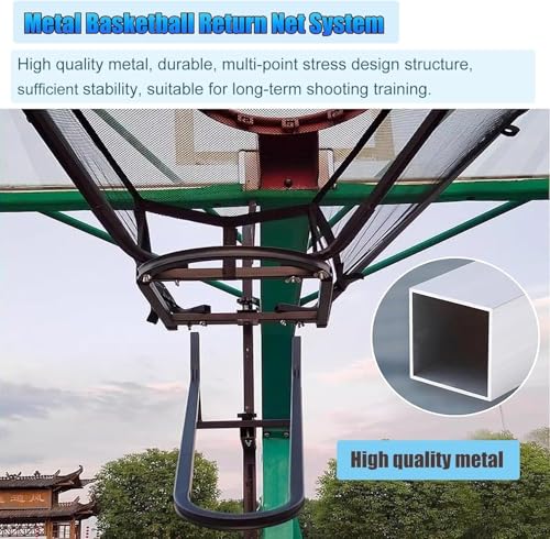 Basketball Practice Network Height-Adjustable Metal Basketball Rebounder for Basketball Shooting Drills Floor Standing, with Wheels Basketball Rebound Attachment for Indoor and Outdoor Use