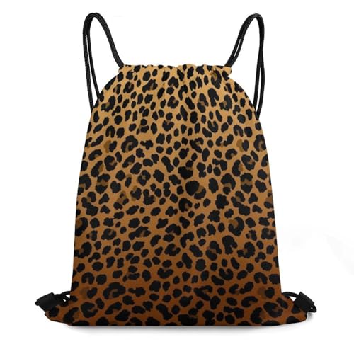 Large Capacity Beam Bag Drawstring Backpack for Volleyball Baseball Sports Workout Gear Travel Storage Men Women, Cheetah Leopard Print Floral Dark Yellow Bags - color: Picture (342)