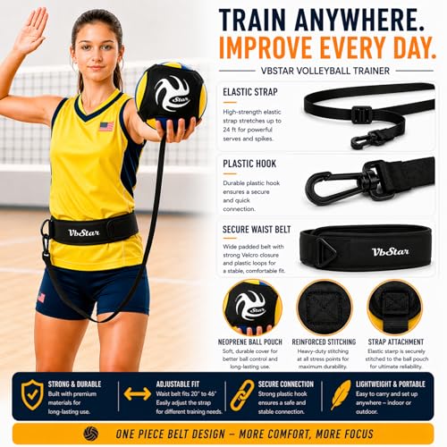 Volleyball Training Equipment Aid - Practice Your Serving, Setting & Spiking with Ease, Great Solo Serve & Spike Trainer for Beginners & Pro, Perfect Volleyball Gift - style: VbStar Pro