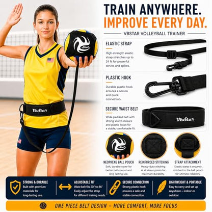 Volleyball Training Equipment Aid - Practice Your Serving, Setting & Spiking with Ease, Great Solo Serve & Spike Trainer for Beginners & Pro, Perfect Volleyball Gift - style: VbStar Pro