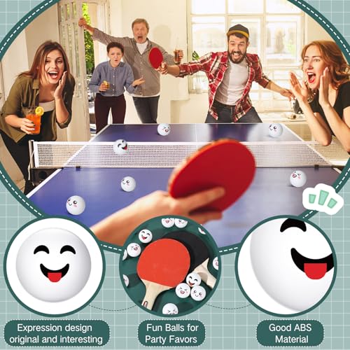 24 PCS Table Tennis Balls Novelty Face 3 Special Emotion Cute Table Tennis Balls Accessories for All Golfers Christmas Birthday Gift Fun Table Tennis Gift - color: white