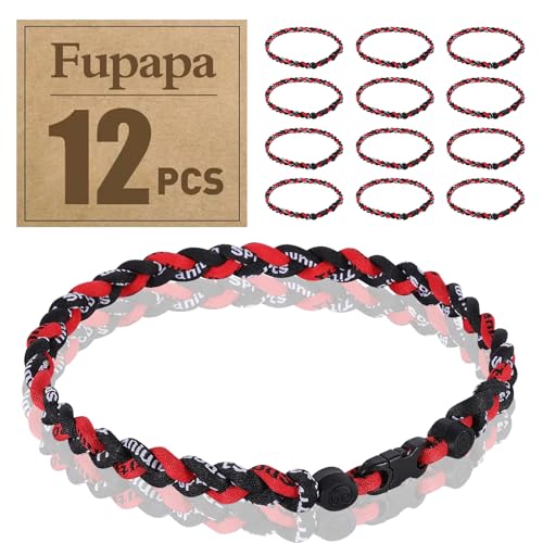 Premium 12Pack Baseball Necklaces, Multi-Color 18inches Sports Necklaces, Ideal for Baseball Team Gifts, Party Favors, Sports Parties - color: Double Black-Red