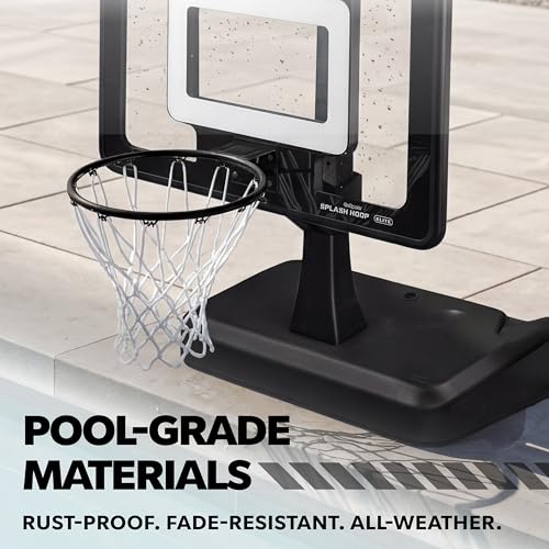GoSports Splash Hoop Elite - Adjustable Height or Fixed Post - Pool Hoop Basketball Game with Water Weighted Base, Regulation Steel Rim and 2 Pool Basketballs - color: Elite Adjustable - Black