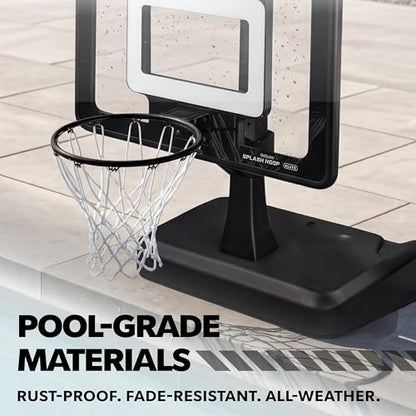 GoSports Splash Hoop Elite - Adjustable Height or Fixed Post - Pool Hoop Basketball Game with Water Weighted Base, Regulation Steel Rim and 2 Pool Basketballs - color: Elite Adjustable - Black