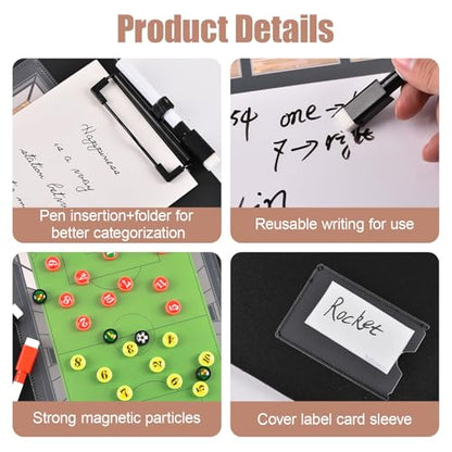 Basketball Clipboard Multi-Court White Board for Coaches, Magnetic Dry Erase Coaching Whiteboard with Upgraded Equipment - Magnets, 2 Marker Pens, Eraser, Training Essentials Coaches Gifts