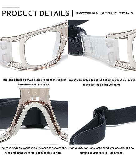SHEEN KELLY Professional Sports Goggles Adult Protective Safety Goggles Basketball Glasses for Men with Adjustable - color: 02-grey