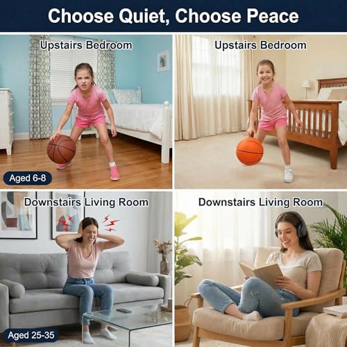 Size 7 (29.5") Silent Basketball High-Density Soft Foam and Low Noise Indoor Training Ball Easy Grip Highly Elastic Practice Ball