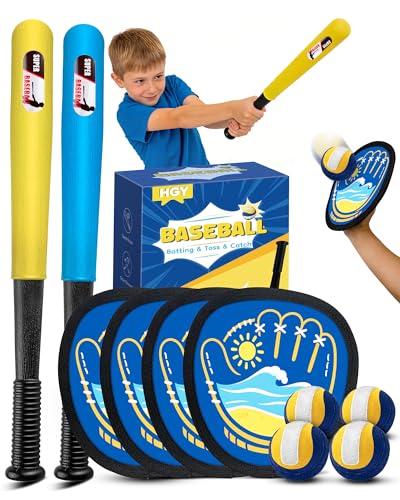 Toss and Catch Baseball Toys,Outdoor Sport Games for Kids and Family with Tball Bats and Toddler Baseball Glove and Sticky Soft Balls. Great for Yard Lawn Beach Pool and Indoor Fun