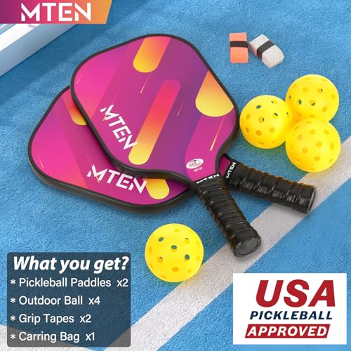 Pickleball Paddles Set of 2 or 4, or Single Paddle – USAPA Approved Fiberglass Surface Pickleball Rackets Set for Men & Women