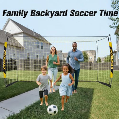 Soccer Goal, 12X6FT Soccer Goals for Backyard Training, Upgraded Collapsible Metal Base, Portable Soccer Goal for Indoor Outdoor, Easy Set Up Soccer Net with 1 Carry Bag & 4 Ground Stakes