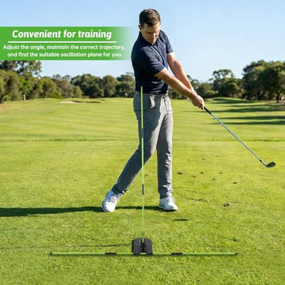 Golf Alignment Stick Holder Kit, Golf Training Aid Angle Adjustable with 6 Fiberglass Alignment Rods and ABS Angle Board, Swing Path Trainer Board for Backyard Practice