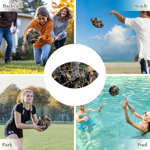 American Football, Official Size 11.9 x 7.3 Inch, Premium Composite Leather High-Grip Ball with Pro-Style Lacing, Unique Prints for Training, Games & Gifts - color: Camo Leaf
