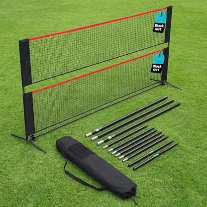 10FT Adjustable Multi Sport Net with 3-5FT Height, Portable Sports Net Set with Carry Bag, for Badminton, Tennis, Pickleball, Volleyball & Soccer Tennis, Indoor Outdoor Backyard Use