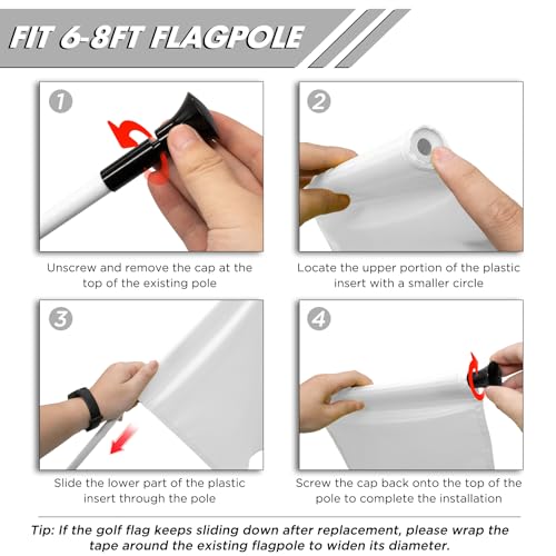KINGTOP Standard Golf Flags with Tube Inserted, All 20" L x 14" H, Practice Putting Green Flag for Yard, Tournament Course, 420D Nylon PGA Regulation Chipping Pin Flag - color: 20x14 Inch- Blank White- 1pk