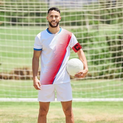 LIOOBO Soccer Captain Armband: 6Pcs Adjustable Football Arm Bands, Elastic Nylon Soccer C Arm Band, Sports Captain Armbands - style: Red