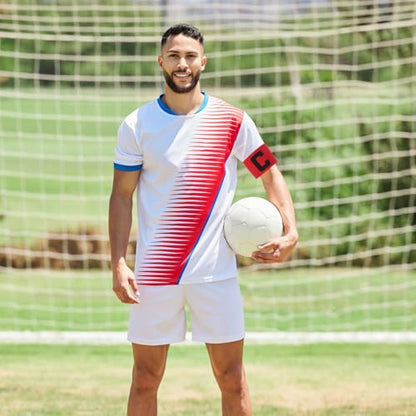 LIOOBO Soccer Captain Armband: 6Pcs Adjustable Football Arm Bands, Elastic Nylon Soccer C Arm Band, Sports Captain Armbands - style: Red