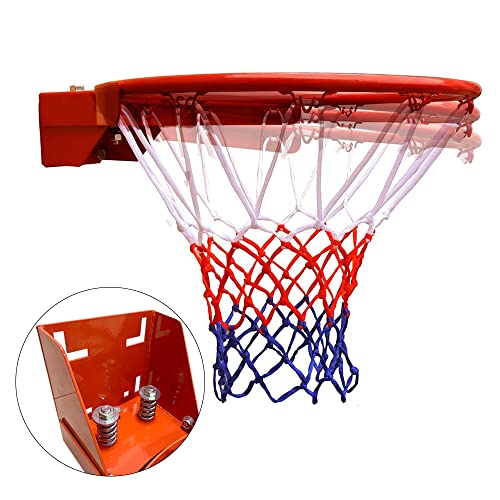 THUNDERBAY 18 inch Standard Double Spring Flex Reinforced Wall Mounted Basketball Rim, Two Nylon Nets Include One Nightlight Basketball Net - style: Fits 5"x 5" , 5"x 4" , 4"x 3"，5"x 3" Hole Pattern